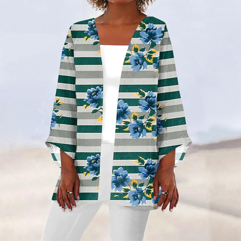 Женская повседневная модная легкая куртка средней длины с принтом, кардиган