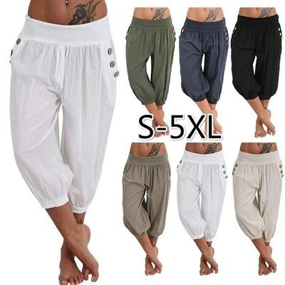 Летние женские льняные брюки, повседневные свободные широкие брюки размера плюс, удобные брюки для отдыха, одежда для отдыха