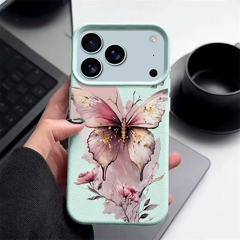 Креативный чехол для телефона с принтом бабочки для iPhone 17 Pro 17 16 15 14 13 12 Pro Max 11 Air 16e Текстура кожи ТПУ Противоударный чехол
