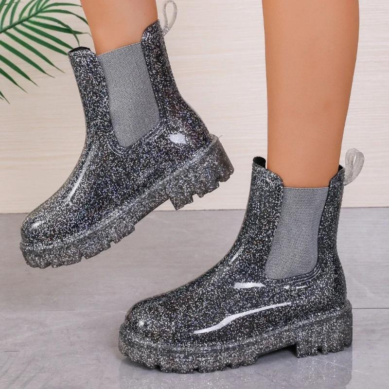 Женские резиновые сапоги Новые резиновые дождевые сапоги Уличные водонепроницаемые садовые рабочие туфли Толстая подошва Резиновые галоши Женские водонепроницаемые сапоги