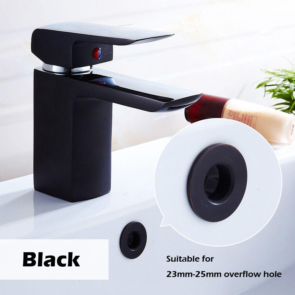Plastic Sink Basin Faucet Brass Insert Chrome Ring Bathroom Hole Cap Overflow Cover