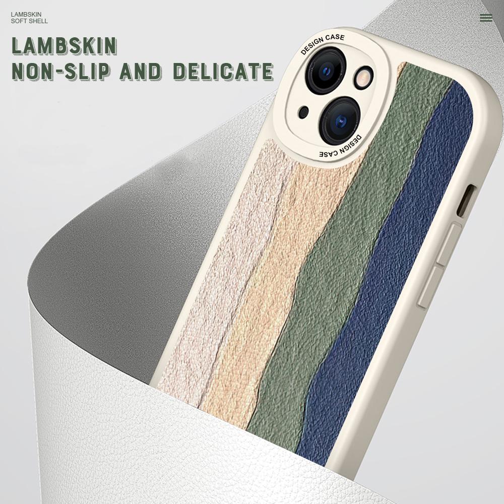 Slim Skin Feeling Cartoon Multicolor Splice Soft Silicone PU Leather Cover Phone Case for iPhone Samsung Huawei Honor Xiaomi Redmi OPPO Realme Vivo