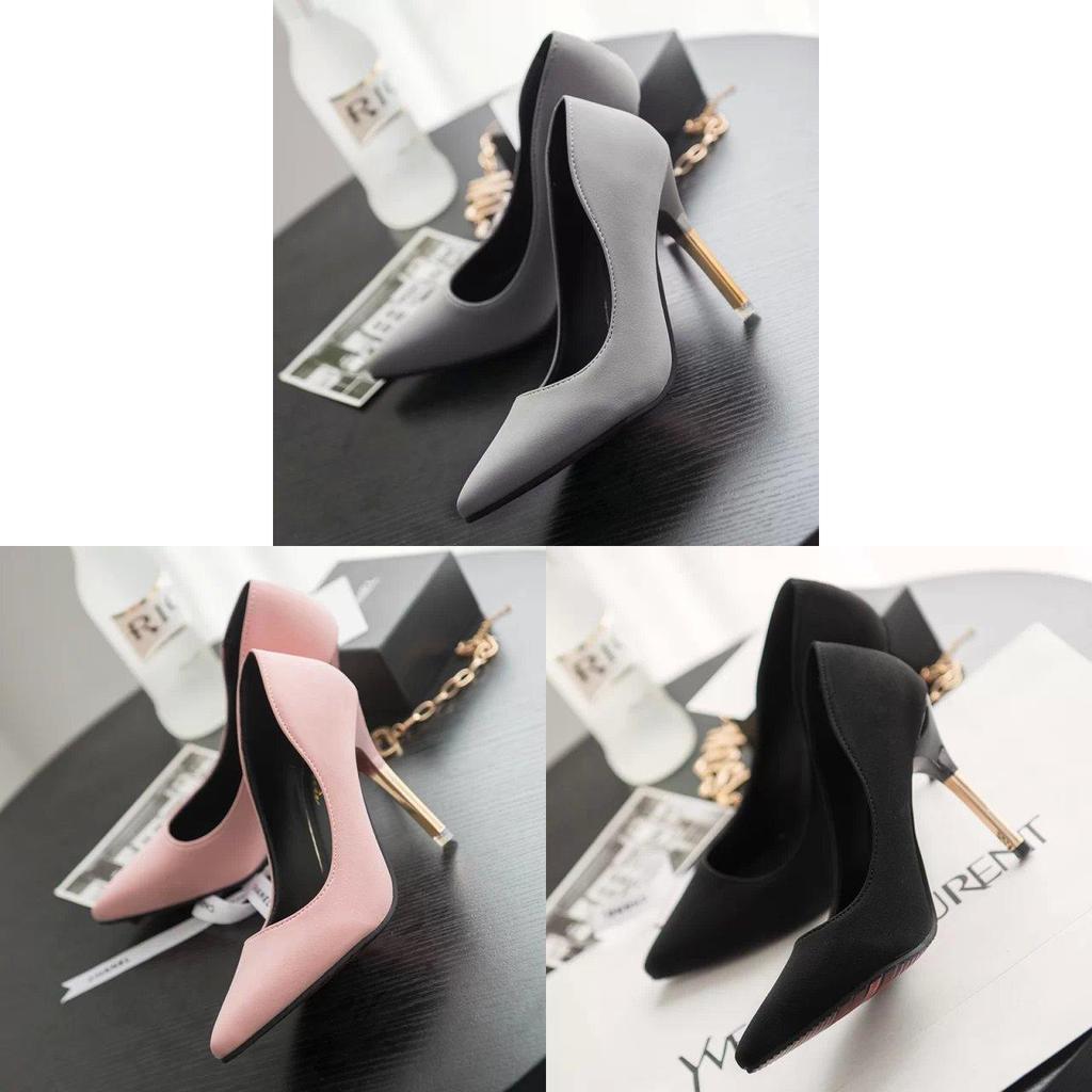 High Heels For Women With Metal Accents And Pointed Toe For Office And Nightclub Wear