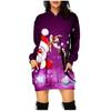 Women's  Fashion Christmas Printed Hooded Long Sleeve Mid-length Pockets Top