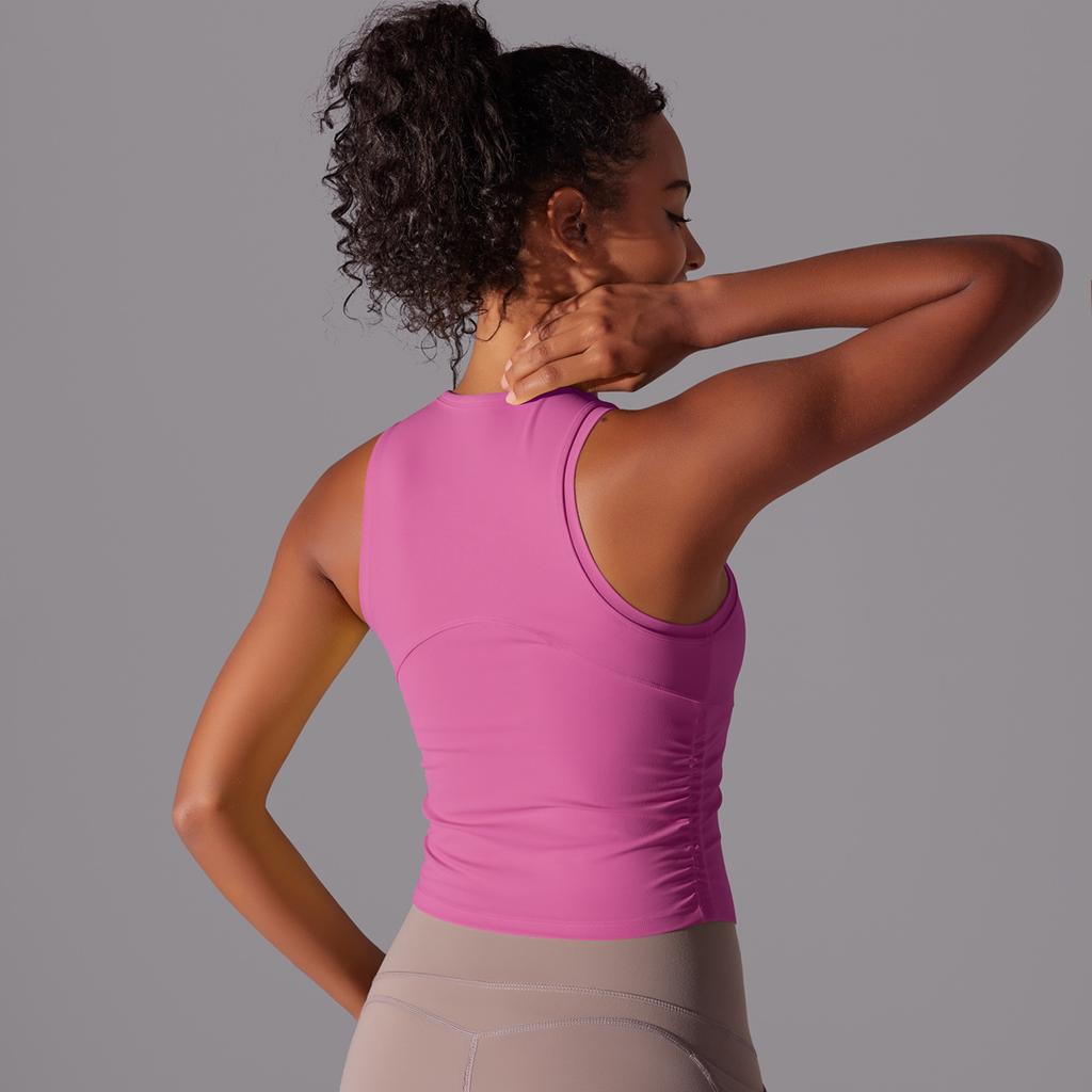 Двусторонний нейлоновый однотонный плотный жилет с круглым вырезом для занятий спортом, бега, фитнеса, йоги, длинный топ для женщин