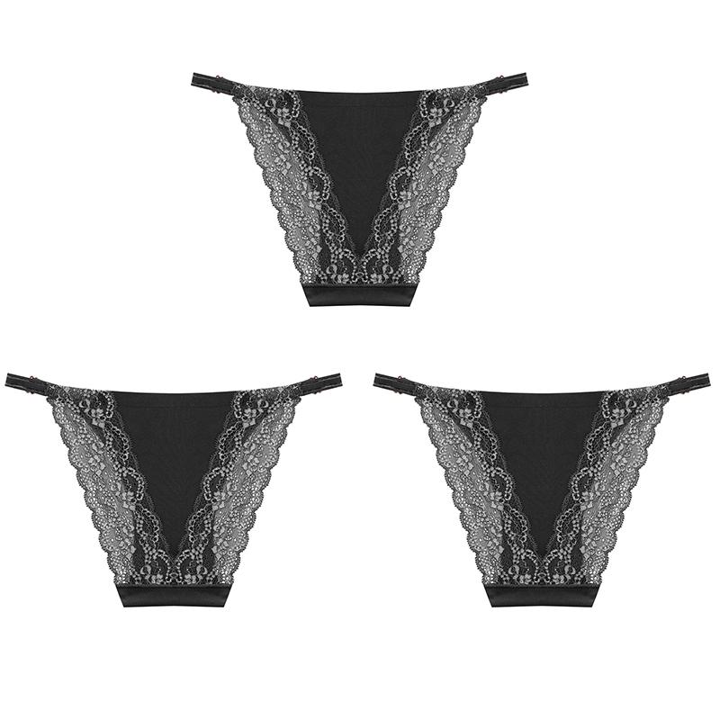3PCS Sexy High Cut Breathable Panties V Waist Women Briefs Seamless Adjustable Strap Bikini Underwear for Women