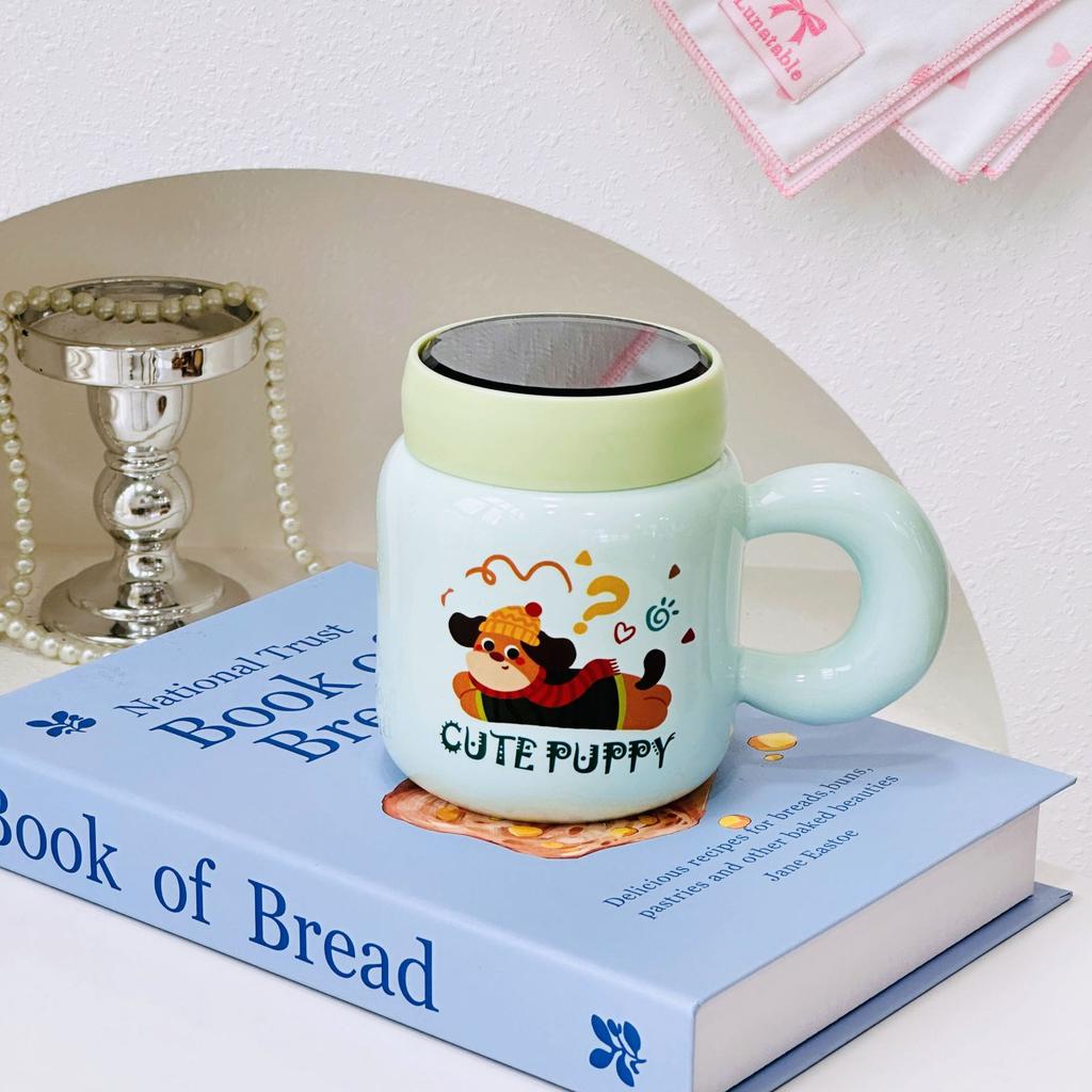Мультяшная чашка-дудл из керамики с крышкой для подарка на день рождения девочки, парная чашка для воды, высококачественная кружка с животным для девушки