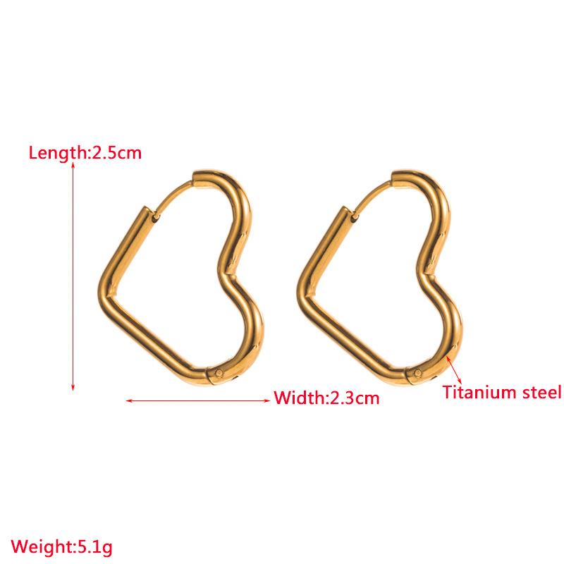 Женские простые серьги-кольца из титановой стали с геометрическим рисунком в форме квадратного сердца золотого цвета, украшения для ушей