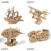3D Wooden Puzzle Airplane Jigsaw Airship Self-Assembly Tricycle Boat Model DIY Ocean Sailboat Toy Woodcraft Kit