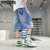 Джинсовые шорты для мальчиков, летние тонкие брюки, летние средние брюки, укороченные брюки, детские повседневные брюки