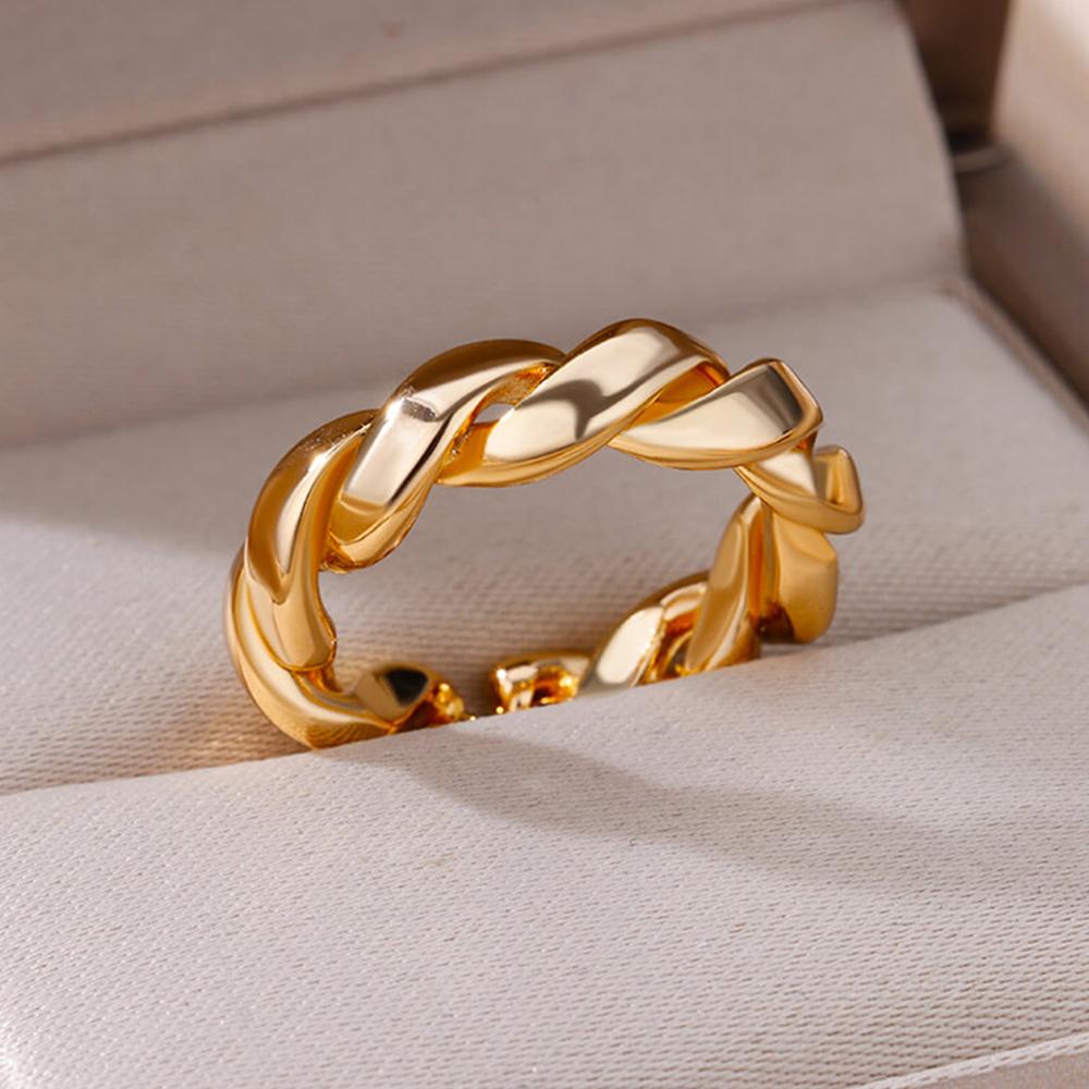 Stainless Steel Rings for Women Men Gold Color Engagement Wedding Party Ring Female Male Finger Jewelry Birthday Gift 2024 Trend