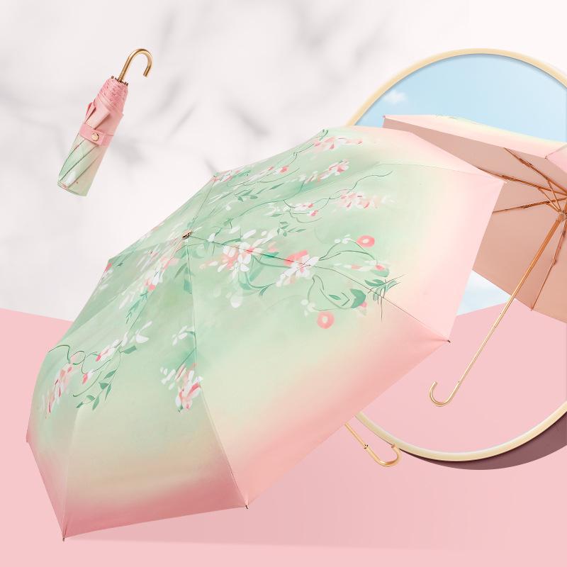 Новый трехслойный золотой изогнутый крючок свежий цвет клей солнцезащитный крем защита от УФ-лучей солнцезащитный зонт корейский женский зонт от солнца