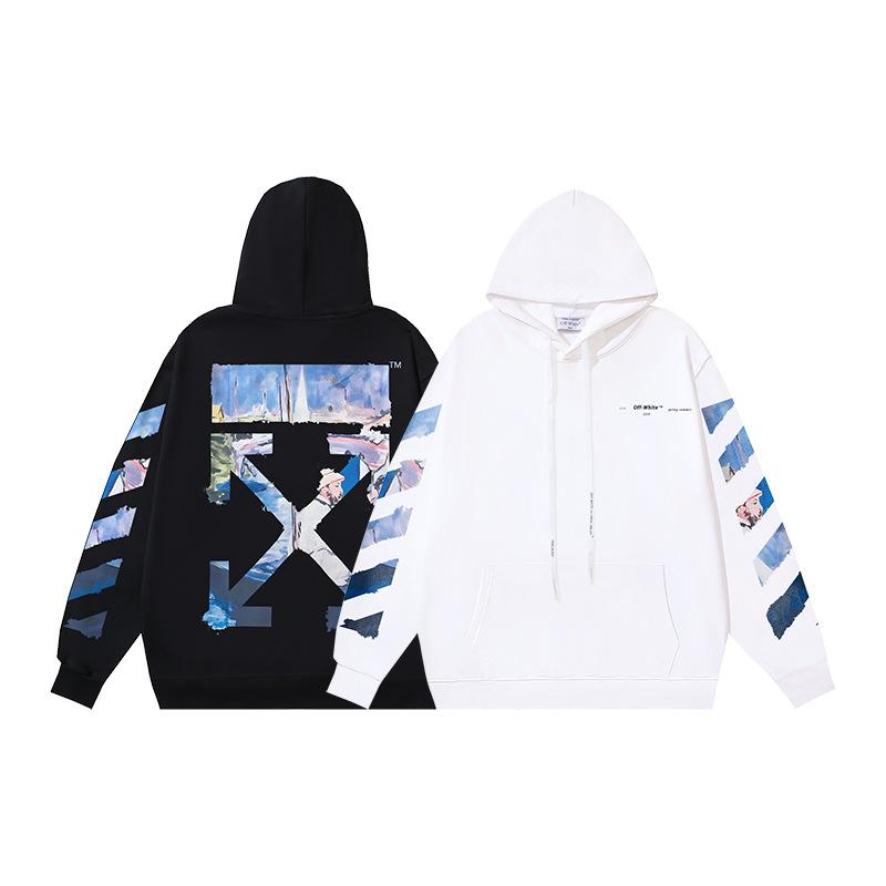 Off-White Осень-Зима 2026 Новый OW Моне Масляная Живопись Принт Стрелы Мужская и Женская Худи Толстовка