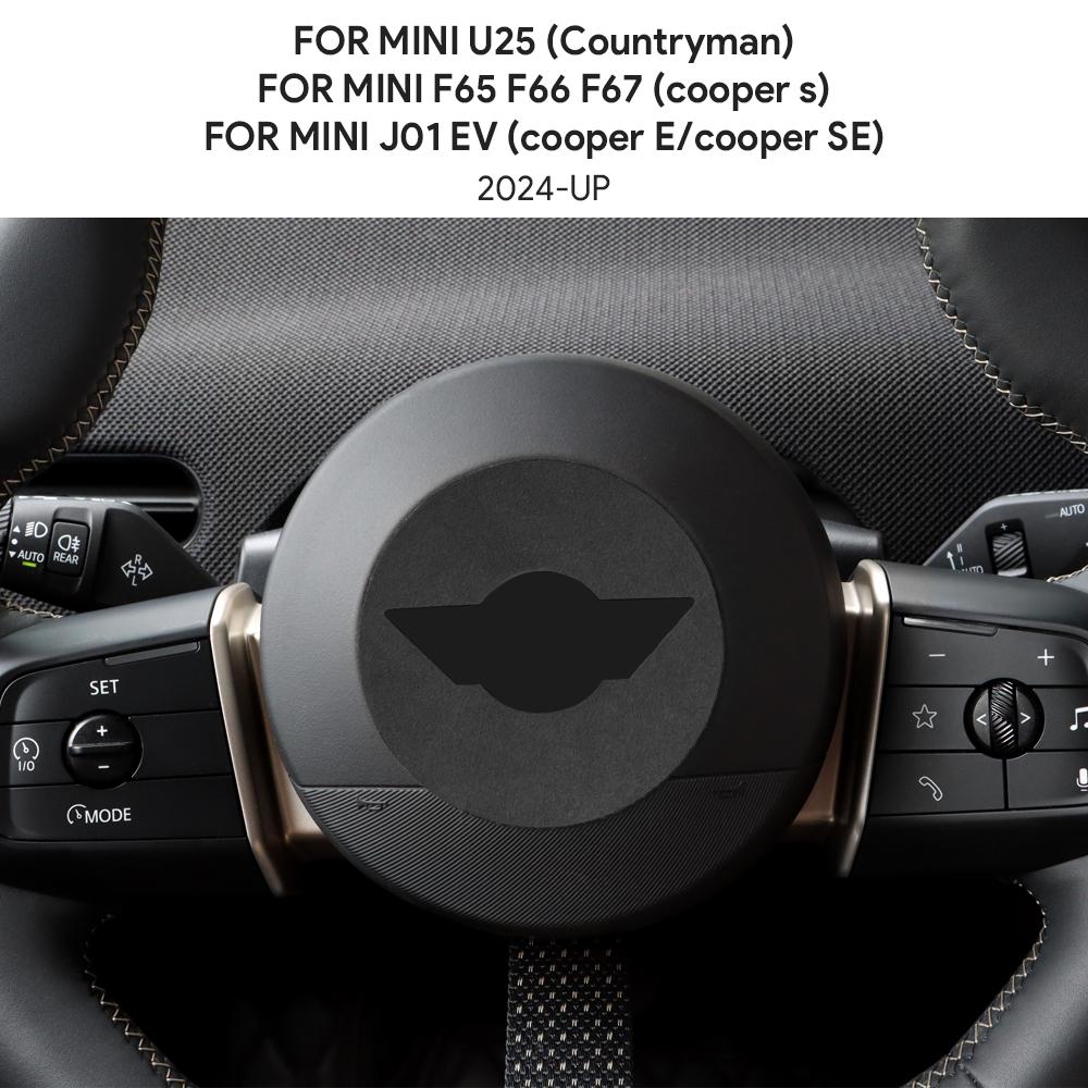Premium Suede Steering Wheel Center Cover Trim for MINI Cooper S F65 F66 F67 Countryman U25 Electric E SE J01 EV Aceman J05 2024-2025