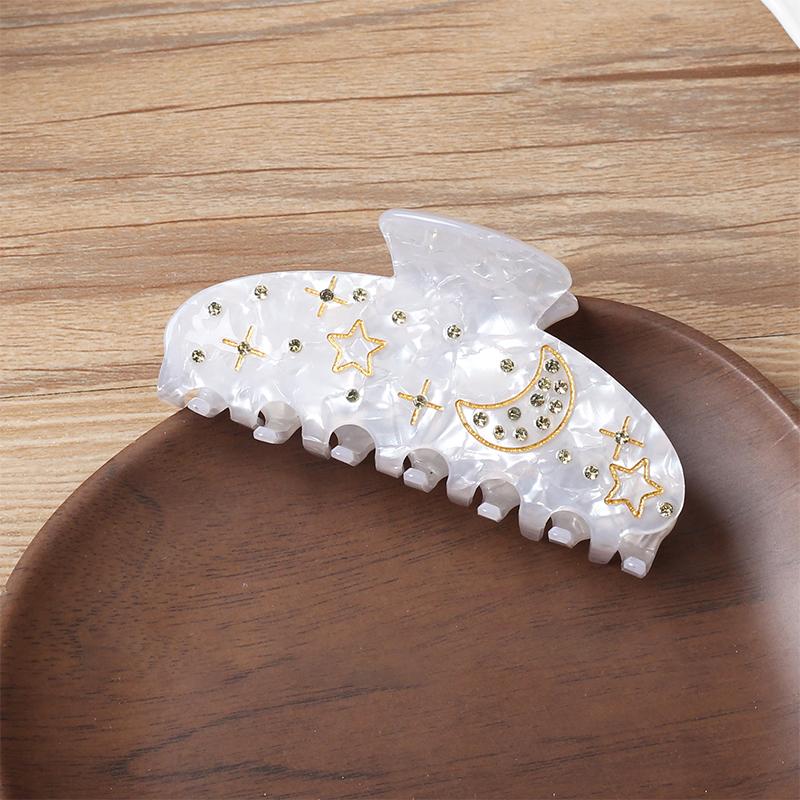 1 шт. Новый акриловый зажим-краб Звезда Луна с дизайном пресноводных бриллиантов для элегантной прически пучок