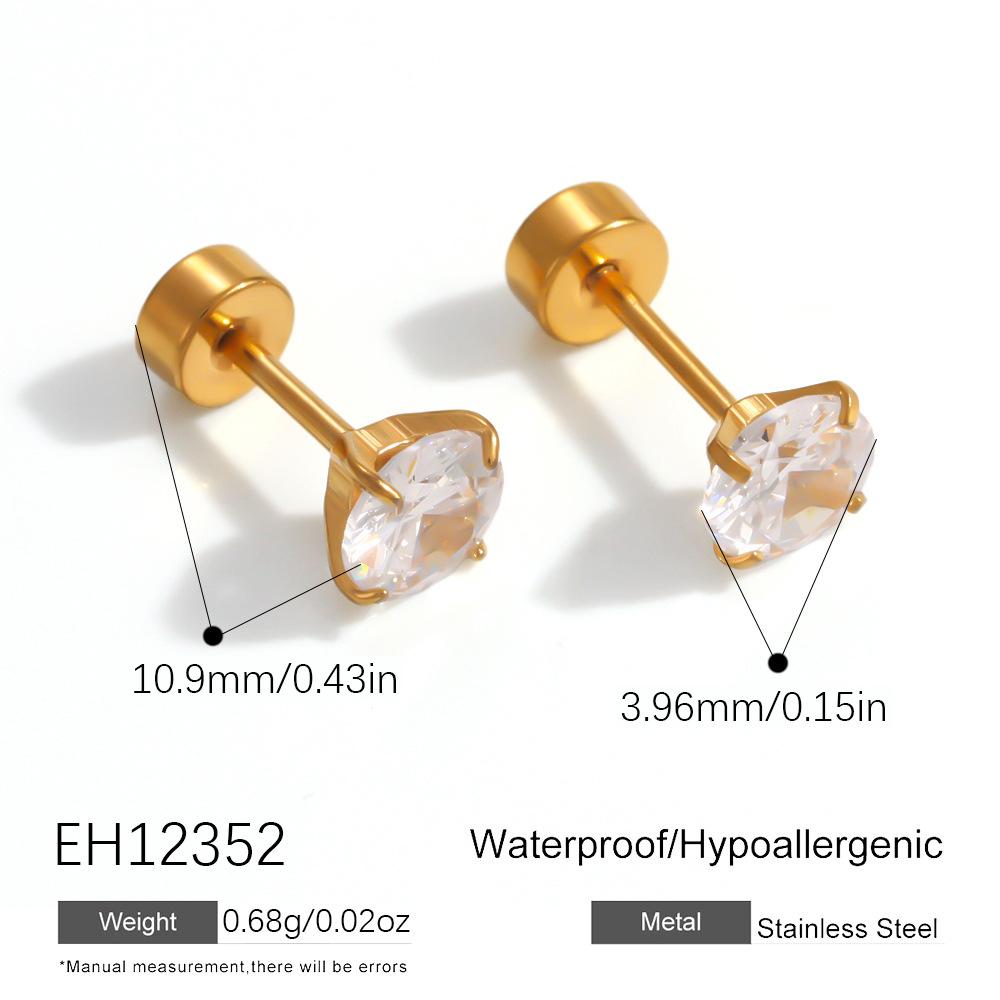 Yuhui Cross-border Stainless Steel C-shaped Embedded Drill Semicircle Solid Color Steel Color Classic Women's Hoop Earrings