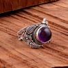 Кольцо с натуральным аметистом, кольцо из стерлингового серебра 925 пробы, кольцо ручной работы, кольцо с фиолетовым аметистом, круглое кольцо с драгоценным камнем, ювелирные изделия ручной работы, подарок для нее