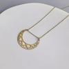 Stylish Lunar Cutout Necklace Stainless Steel Moon Charm Neck Chain Adjustable Length Clavicular Chain for Women Girls