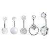 5Pcs Shiny Navel Belly Button Rings Women Barbell Body Piercing Jewelry