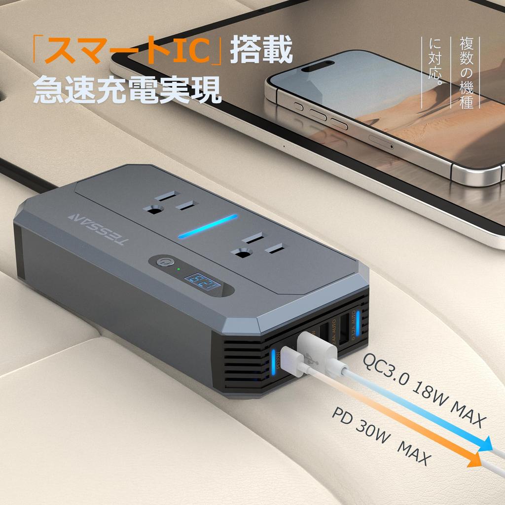 Инвертор, 12 В, Автомобильный инвертор, 200 Вт, Гнездо прикуривателя, Розетка: Преобразует DC 11