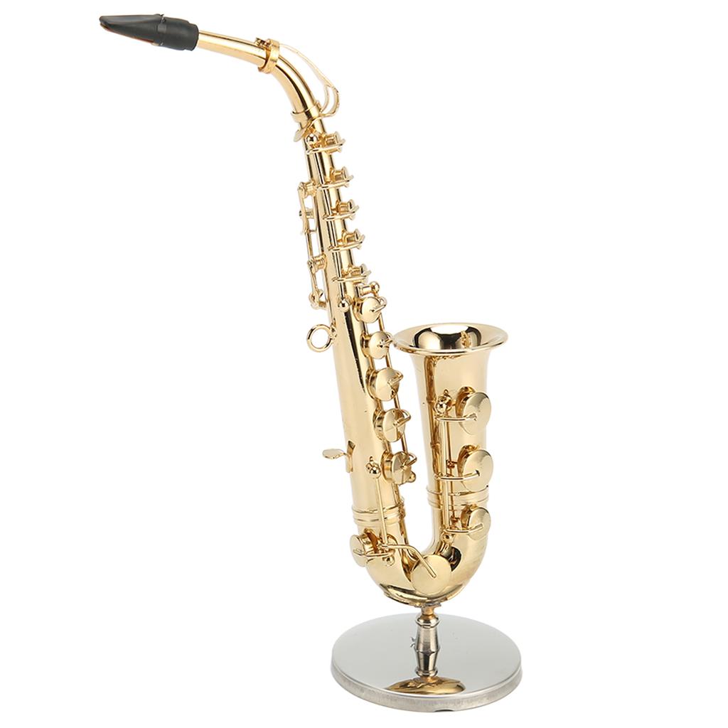 Mini Alto Saxophone Ornament Decoration Handmade Miniature Saxophone with Stand Tiny Alto Saxophone