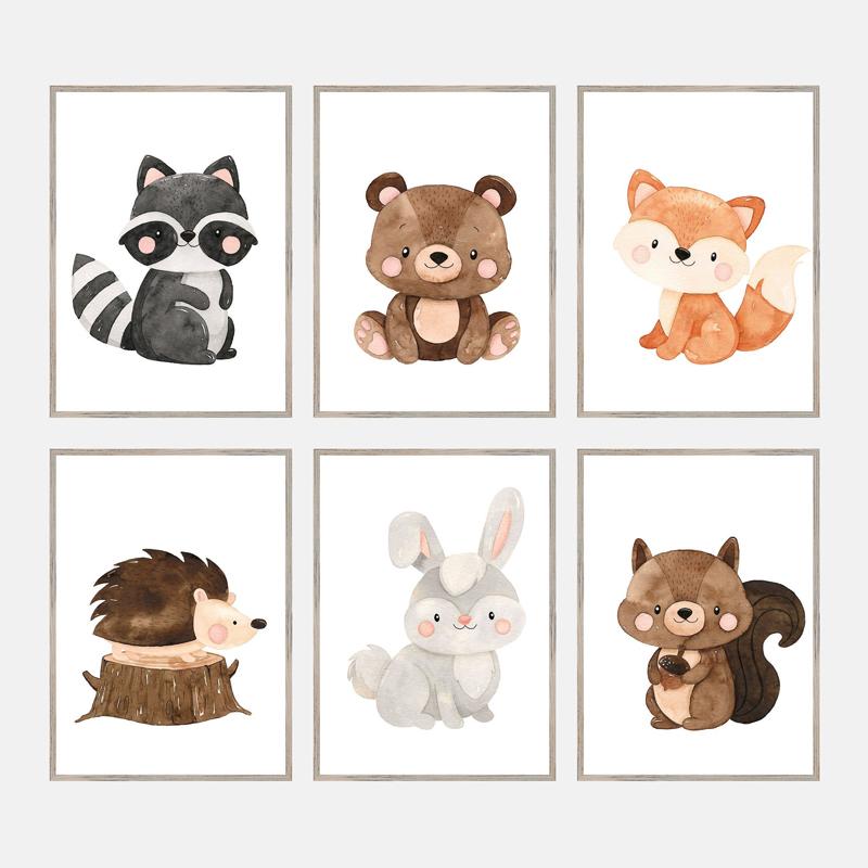 Животное Кролик Пятнистый Олень С Цветами Детская Настенная Живопись Холст Картины Постеры И Принты Настенные Картины Детская Комната Декор Без Рамки