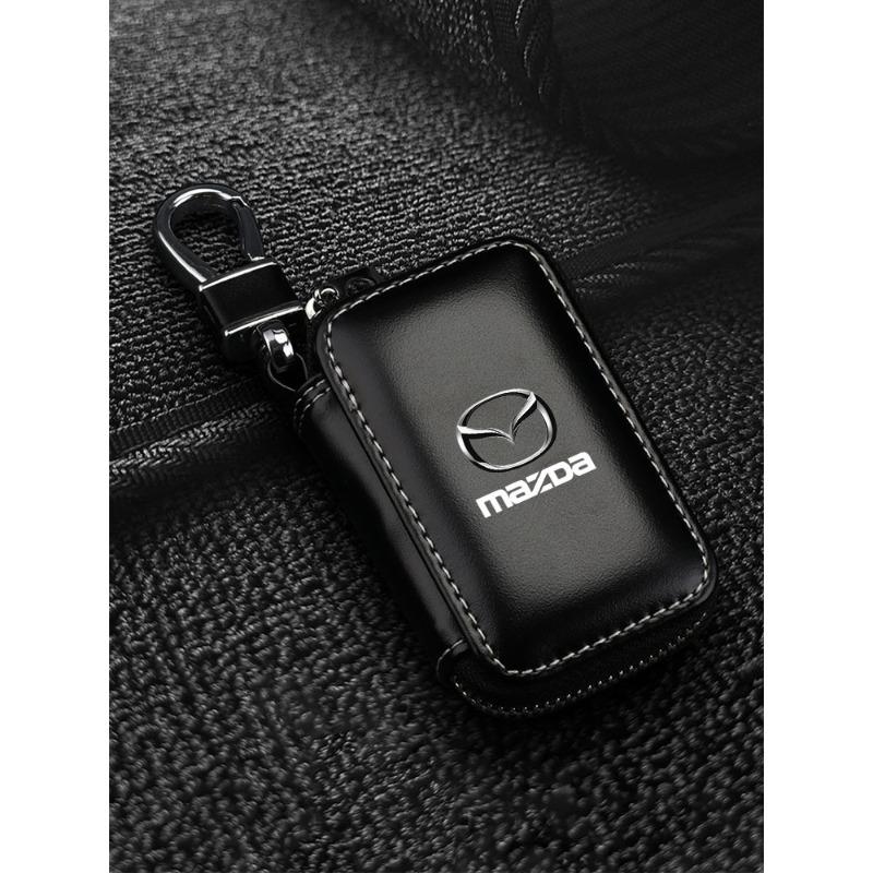 1Pcs Leather Emblem Car Key Case Keychain Zipper Key Case Bag For Mazda CX5 2 CX3 CX9 MX5 RX8 Axela Demio MS CX5 2 Axela Demio Atenza MS GJI GH BK MP