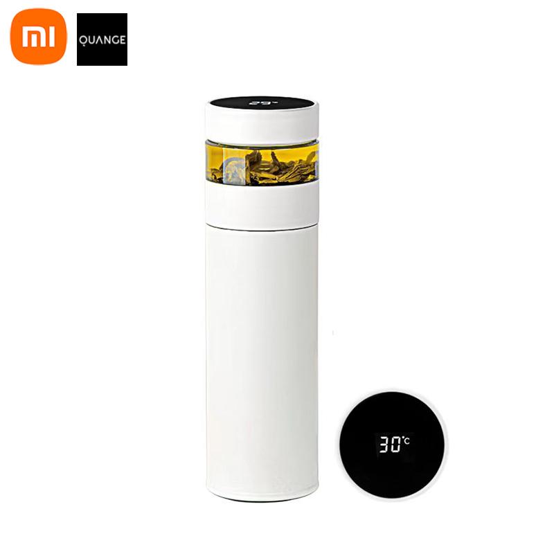 Xiaomi Умная изоляционная кружка для чая Youpin QUANGE H8133, отображение температуры в одно касание, разделение чая из нержавеющей стали 316, сохранение холода и горячего