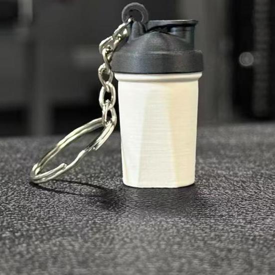 Shaker Cup Keychain Portable 3D Printed Workout Keychain with Metal Ring Bags Gym Backpack Pendant Mini Fitness