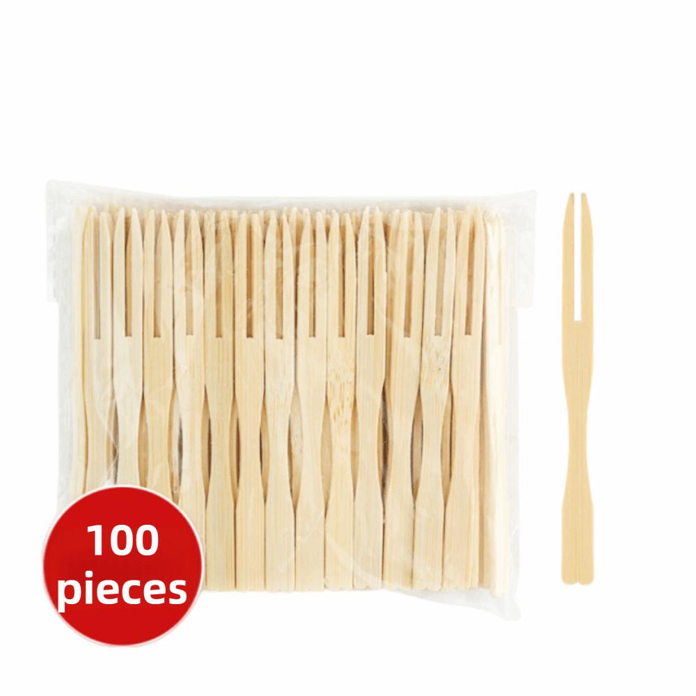 100Pcs Mini Size Fruit Forks Bamboo Restaurant Tableware Sandwiches Appetizer Forks Household Use