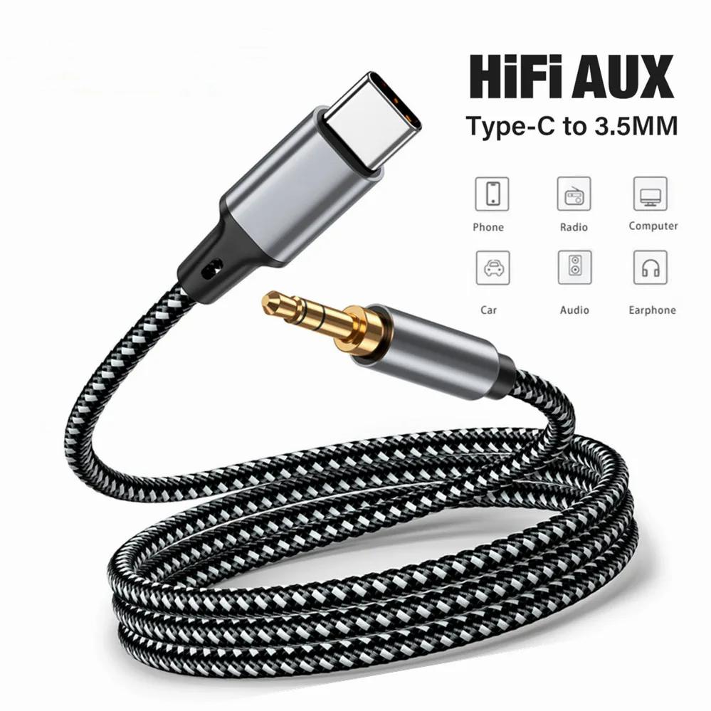 0.5m 1m 1.5m 2m USB Type C To 3.5Mm Jack AUX Cable DAC USB-C Audio Adapter for Phone Headphones Car HIFI Stereo Sound Audio Connector