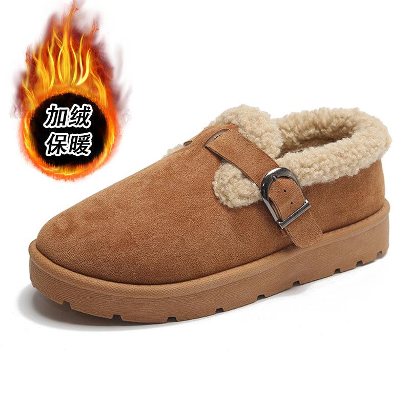 Мода Мода Круглый Носок Элегантные Женские Зимние Ботинки Зимние На Плоской Подошве Износостойкие Студенческие Плюс Бархат Теплые Женские Хлопковые Ботинки Высокие Ботинки