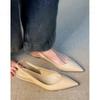 Темпераментные нюдовые сандалии на танкетке с сумкой на носке, женские туфли-лодочки с острым носком и открытой пяткой