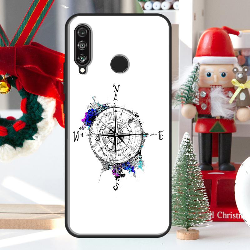 World Map Compass Nautical For Huawei Nova Y73 Y60 Y70 Y90 Y72 Y61 Y91 7i 8i 11i 12i 12s 9 10 SE P20 P30 P40 Lite Case