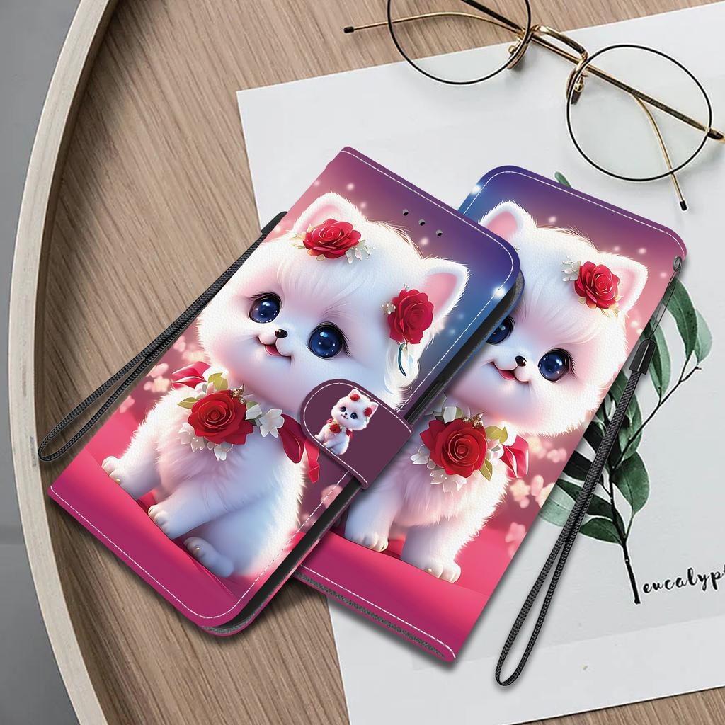 Чехол-книжка из искусственной кожи ручной работы для Samsung Galaxy A25 (SM-A256E/A256B)- Противоскользящий ударопрочный чехол с ремешком на запястье и дизайнами в виде сердец/роз и кошек