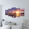 Set of Printed Canvas Wall Art Beach with Pavilion 100 X 50 Cm