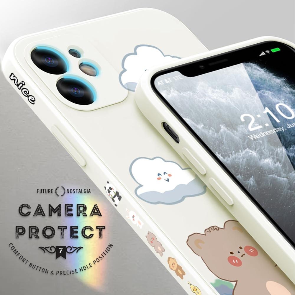 Прекрасный чехол для телефона с мультяшным медведем для Redmi Xiaomi POCO Note 10 Pro 9 9A 9T 10C 8 7 11 Lite 5G X3 M3 с квадратным краем, мягкие защитные чехлы для полной камеры