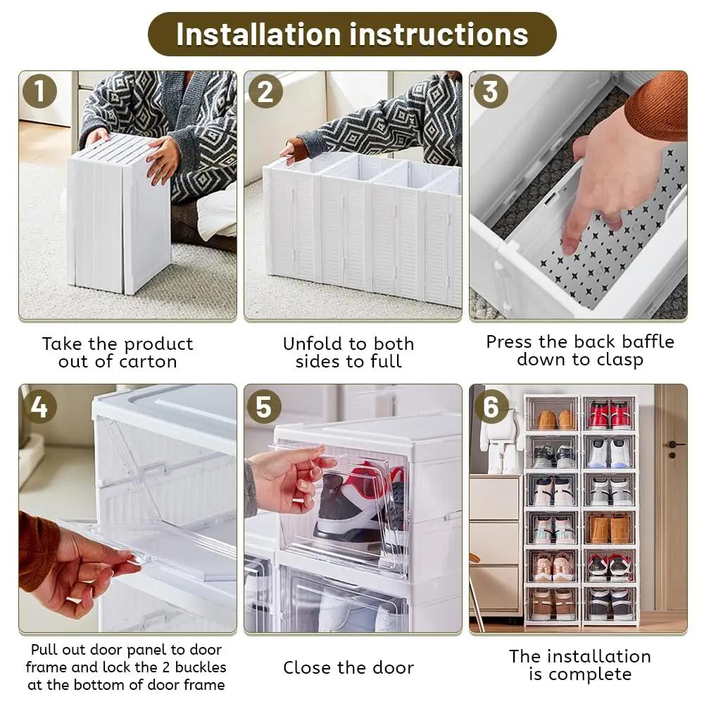 Складная коробка для обуви, прозрачная пылезащитная обувная органайзеры с крышкой, штабелируемый шкаф для обуви, шкаф для хранения кроссовок