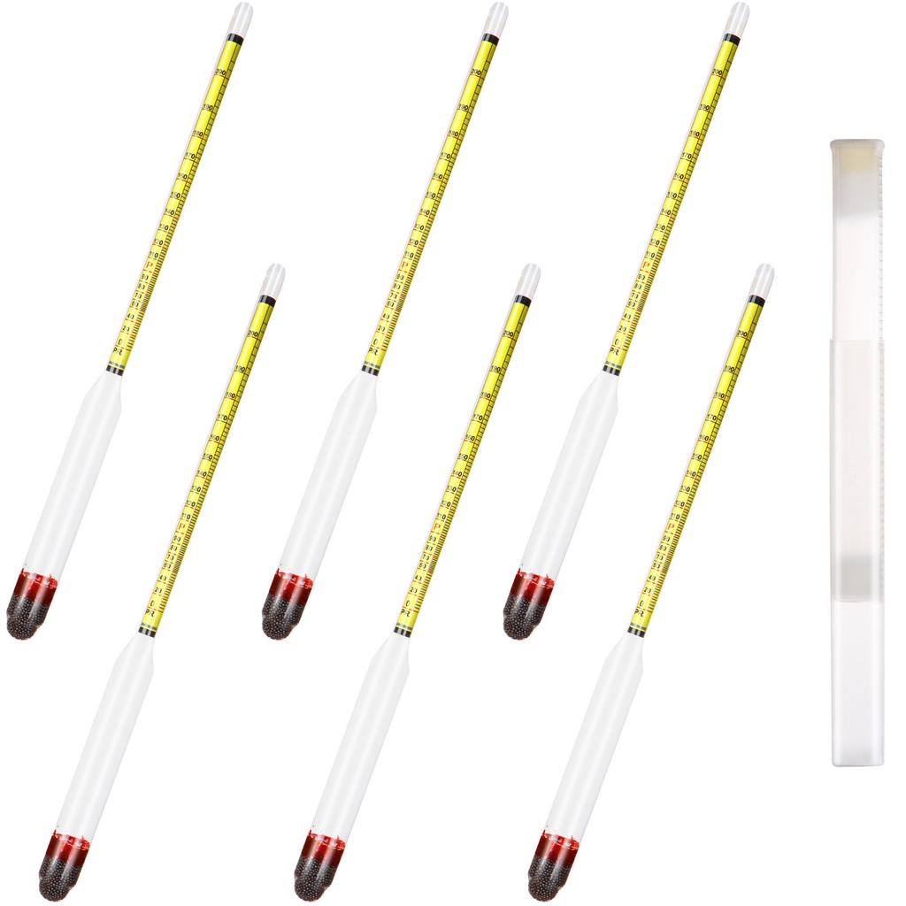 6 Pcs Alcohol Hydrometer For Liquor 0-200 Proof & Tralle Hydrometer Alcohol Mete