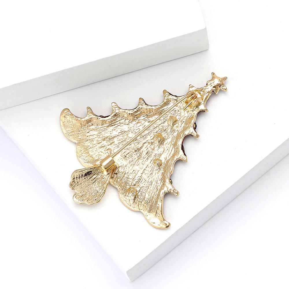 Vintage Enamel Christmas Tree Brooch Pin Rhinestone Brooches Party Jewelry Gifts