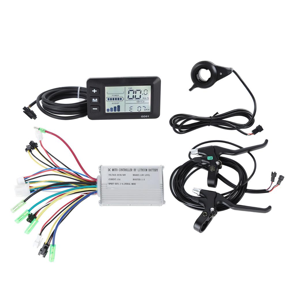 Electric Bike Conversion Kit DC 36V 48V Controller Display Brake Handle Thumb Throttle Electric Bike Controller Kit