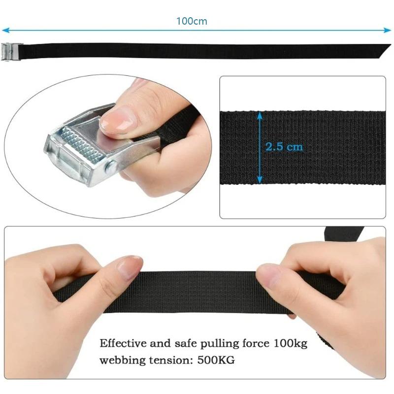 25mm Cargo Lashing PP Webbing Luggage Strap with Zinc Alloy Buckle, Length: 1m