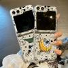 Модный чехол для телефона с принтом лунного астронавта из 2 предметов для Samsung Galaxy Z Flip6 Flip5 Flip4 Flip3 с узором, прочный противоударный прозрачный складной чехол из ПК