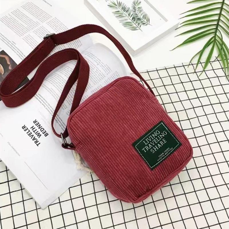 Модные однотонные мягкие вельветовые сумки на плечо, женские уличные портативные ретро туалетные принадлежности, сумки через плечо для хранения помады и наушников