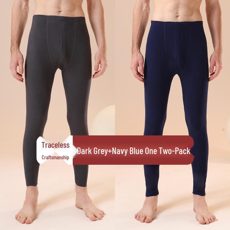 Мужские бесшовные термолеггинсы с высокой талией - Теплые осенние брюки из хлопка и шерсти