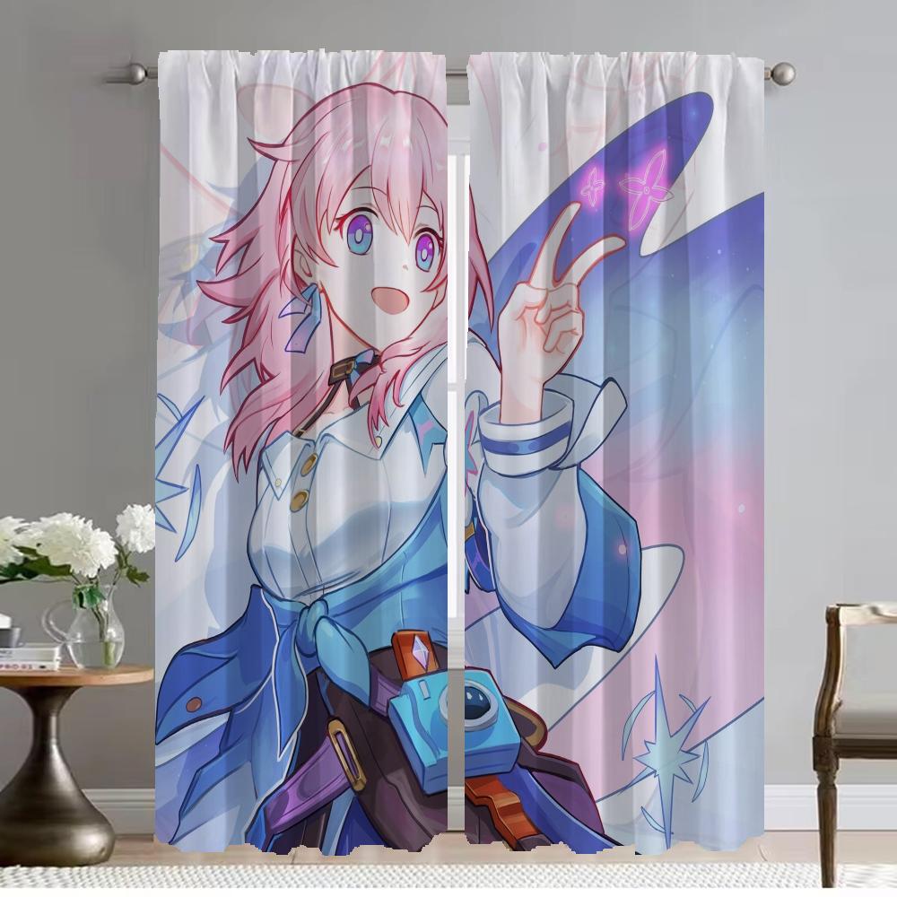 Современные шторы для гостиной для камеры Honkai Star Rail, шторы для домашнего интерьера, 2 шт., тюль для украшения Хэллоуина для спальни