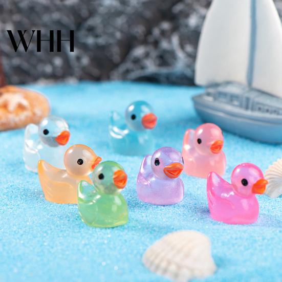Duck Statue 20Pcs Mini Glow-in-the-dark Resin Ornaments Adorable Figurines Sculptures for Garden Home Party Decoration Realistic