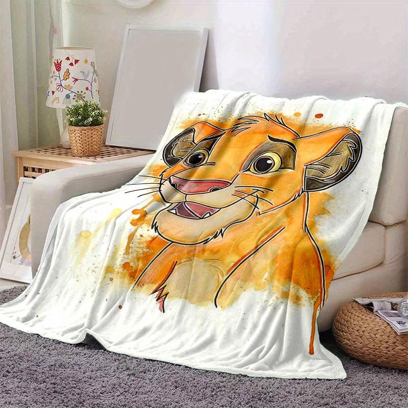 1pc Simba Blanket – Themed Soft Flannel Throw Blanket, Versatile & Cozy for Bedroom, Living Room, Travel, Camping, Car Blankets, Beach, Office Naps, M