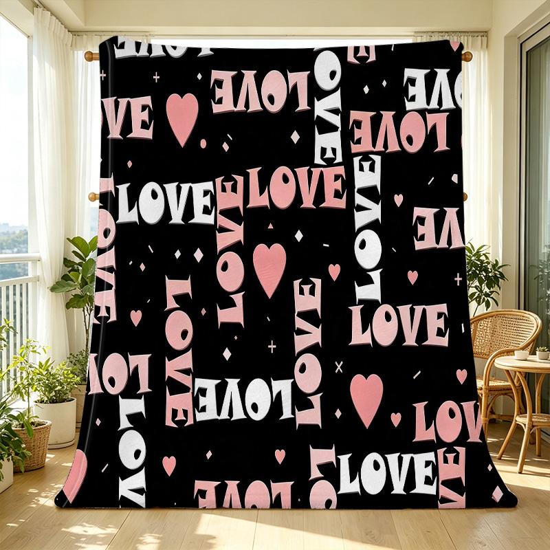 Heart Pattern Flannel Blanket Soft, Non-Pilling, Warm Cozy Throw for Postpartum, Home, All Seasons, Ideal Valentine’s Gift