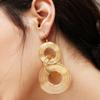 Punk Gold Colour Big Geometric 3 Circle Metal Long Dangle Earrings For Women Bohemian Party Exaggerated Fashion Jewelry